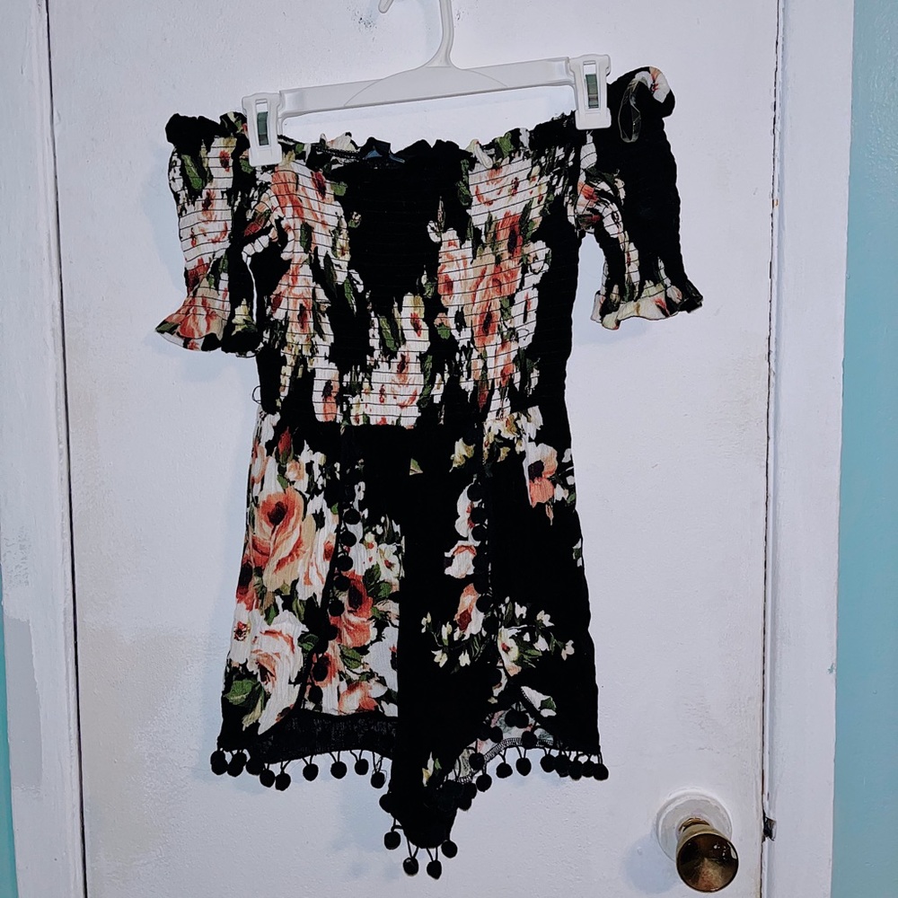 Black floral romper